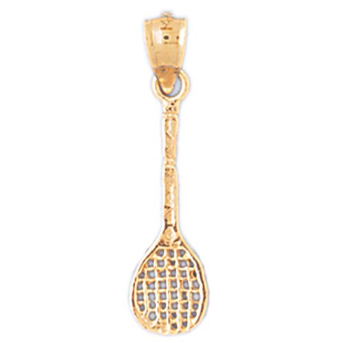 Tennis Racket Charm Pendant 14k Gold