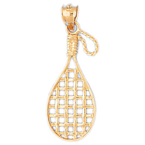 Tennis Racket Charm Pendant 14k Gold