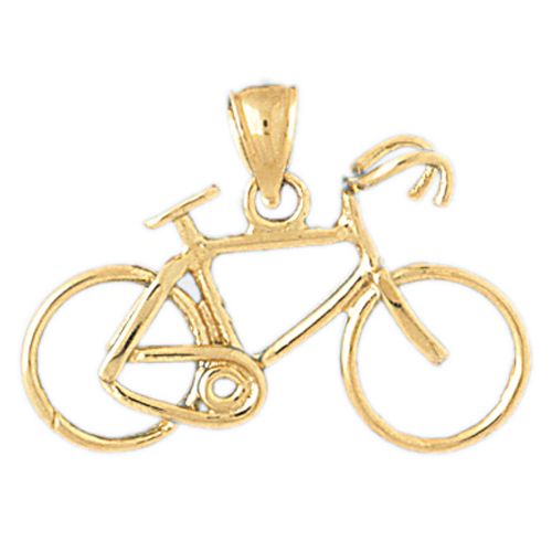 3D Bicycle Charm Pendant 14k Gold