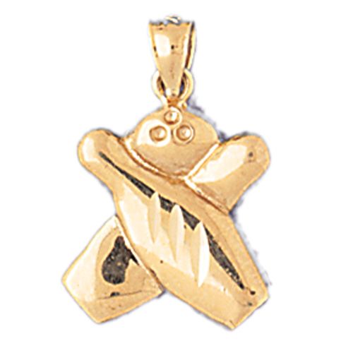 Bowling Ball and Two Pins Charm Pendant 14k Gold