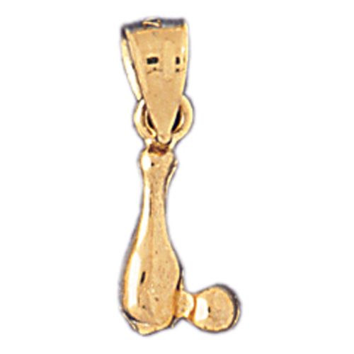 3D Bowling Ball and Pin Charm Pendant 14k Gold