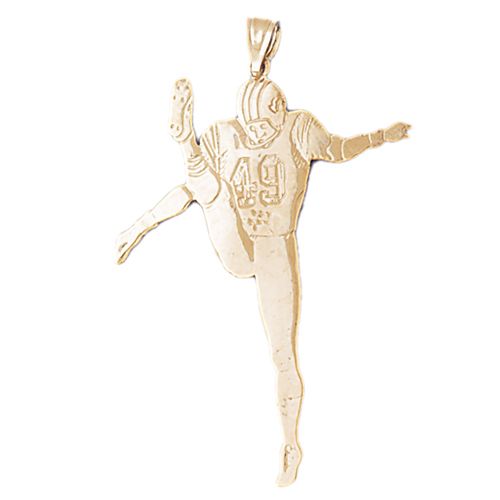 Football Player Charm Pendant 14k Gold