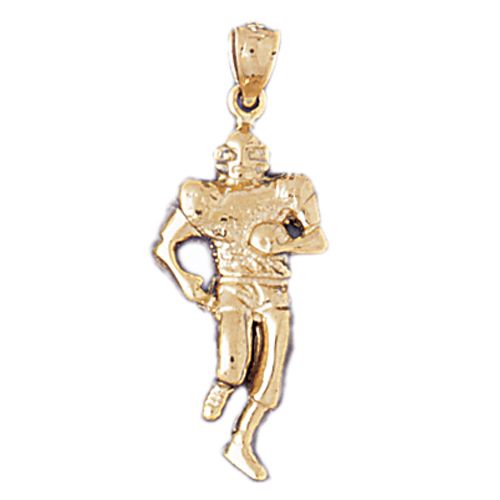 Football Player Charm Pendant 14k Gold