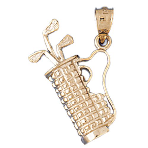 Golf Club Bag Charm Pendant 14k Gold