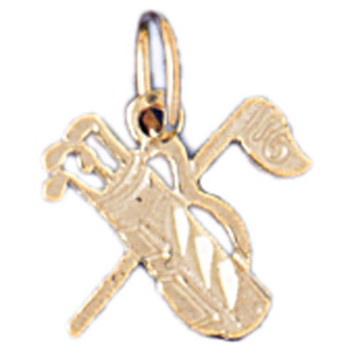 Golf Club Bag Charm Pendant 14k Gold