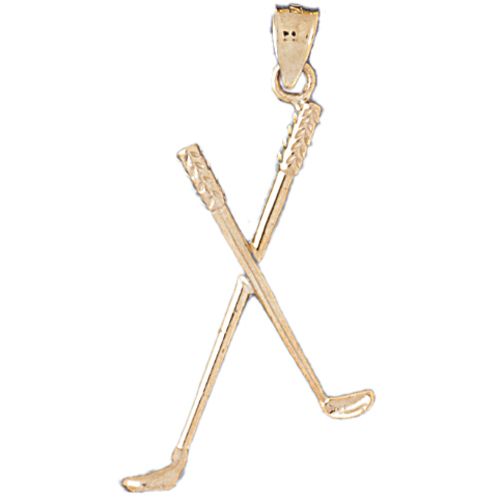 3D Double Golf Club Charm Pendant 14k Gold