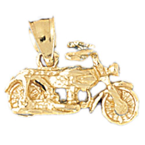 3D Motorcycle Charm Pendant 14k Gold