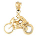 Motorcycle Rider Charm Pendant 14k Gold