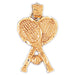 Double Tennis Racket and Ball Charm Pendant 14k Gold