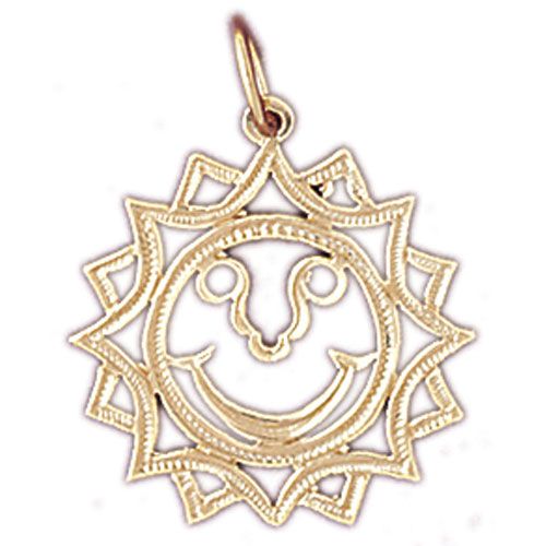 Sun Charm Pendant 14k Gold