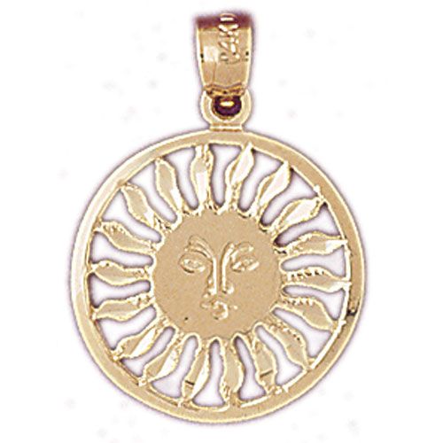 Sun Charm Pendant 14k Gold
