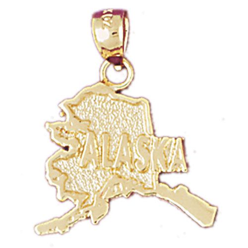 Alaska State Charm Pendant 14k Gold