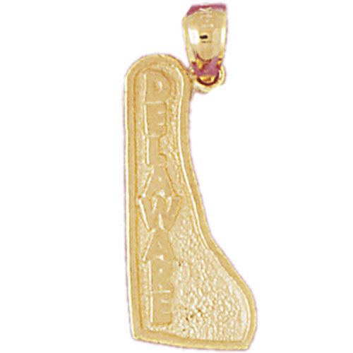 Delaware State Charm Pendant 14k Gold