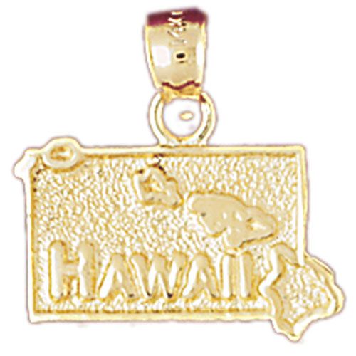 Hawaii State Charm Pendant 14k Gold