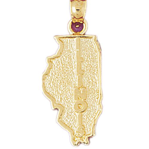 Illinois State Charm Pendant 14k Gold
