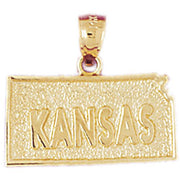 Kansas State Charm Pendant 14k Gold