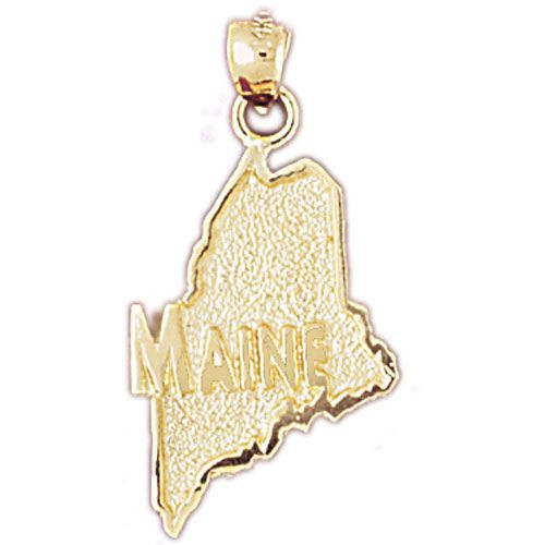 Maine State Charm Pendant 14k Gold