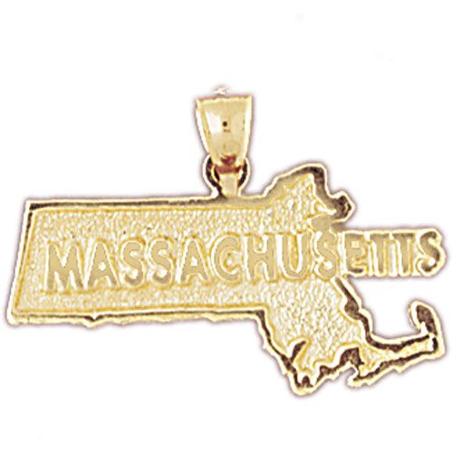 Massachusetts State Charm Pendant 14k Gold