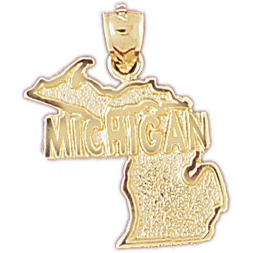 Michigan State Charm Pendant 14k Gold