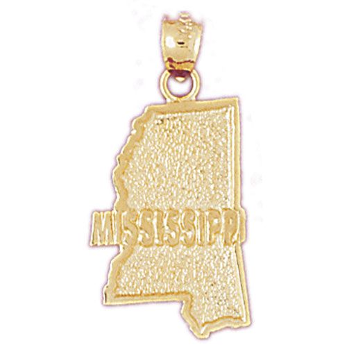 Mississippi State Charm Pendant 14k Gold