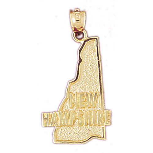 New Hampshire State Charm Pendant 14k Gold