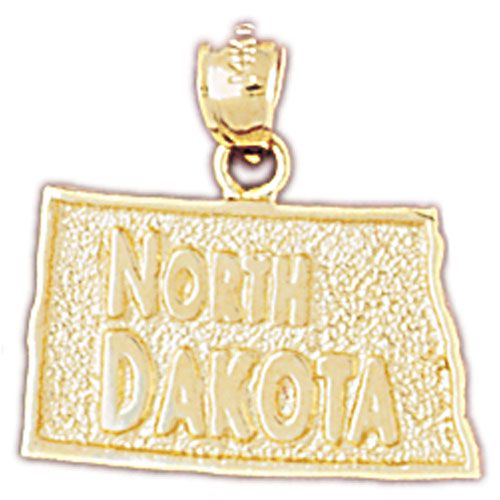 North Dakota State Charm Pendant 14k Gold