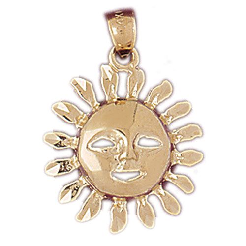 Sun Charm Pendant 14k Gold