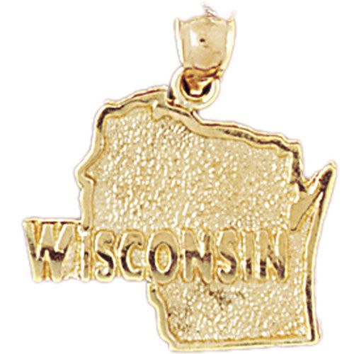Wisconsin State Charm Pendant 14k Gold