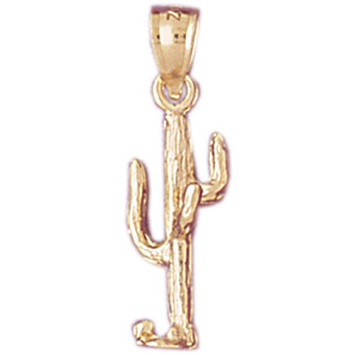 3D Cactus Charm Pendant 14k Gold
