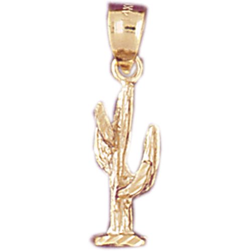 3D Cactus Charm Pendant 14k Gold