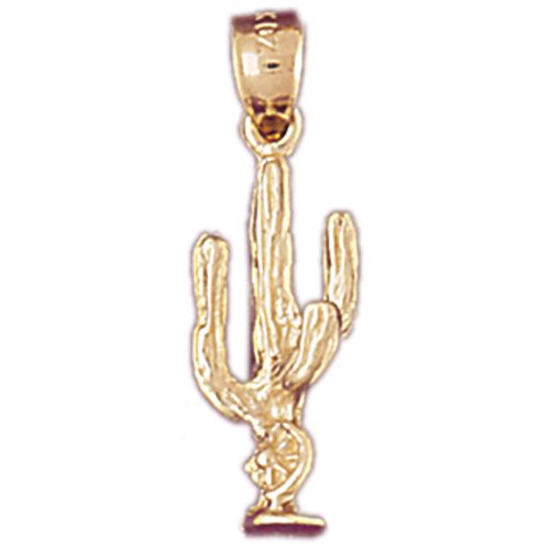 3D Cactus Charm Pendant 14k Gold