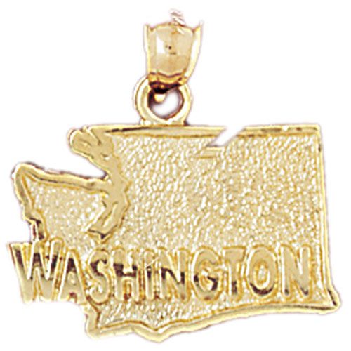 Washington State Charm Pendant 14k Gold