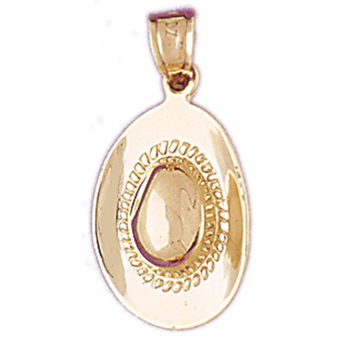 3D Cowboy's Hat Charm Pendant 14k Gold