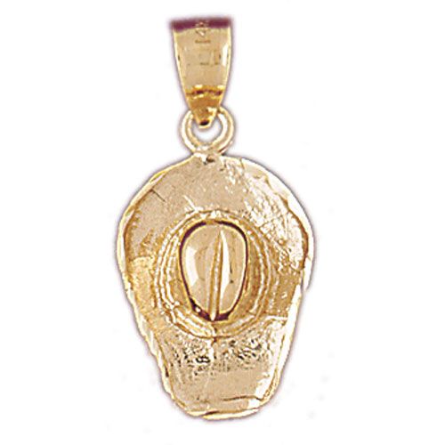 3D Cowboy's Hat Charm Pendant 14k Gold