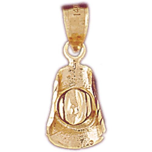 3D Cowboy's Hat Charm Pendant 14k Gold