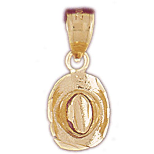 3D Cowboy's Hat Charm Pendant 14k Gold