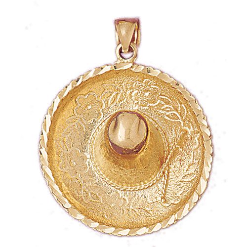 3D Cowboy's Hat Charm Pendant 14k Gold