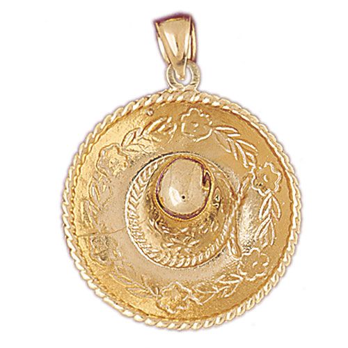 3D Cowboy's Hat Charm Pendant 14k Gold