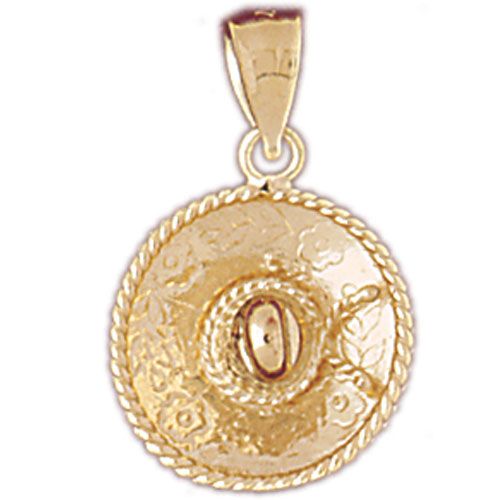 3D Cowboy's Hat Charm Pendant 14k Gold