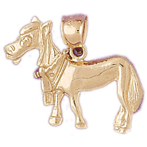 Farm Horse Charm Pendant 14k Gold