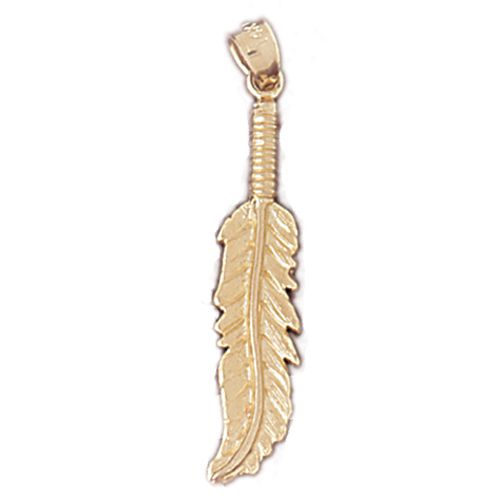 Indian Feather Charm Pendant 14k Gold