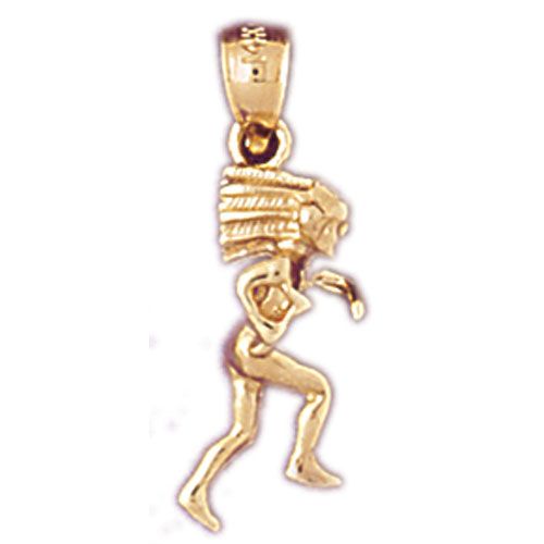 3D Native American Indian Charm Pendant 14k Gold