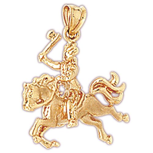 Native American Indian on Horse Charm Pendant 14k Gold