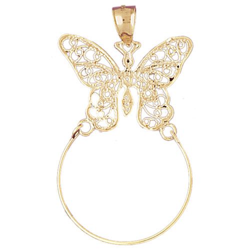 Butterfly Charm Holder Charm Pendant 14k Gold