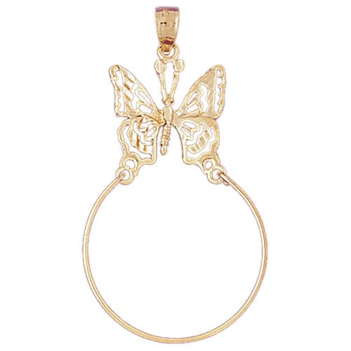 Butterfly Charm Holder Charm Pendant 14k Gold