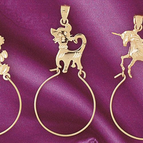 Cat Charm Holder Charm Pendant 14k Gold
