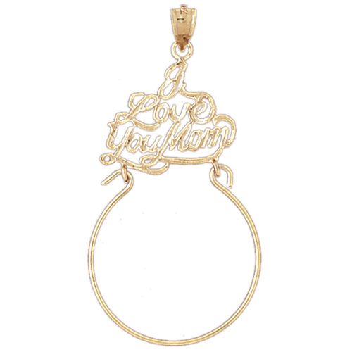I Love You Mom Charm Holder Charm Pendant 14k Gold