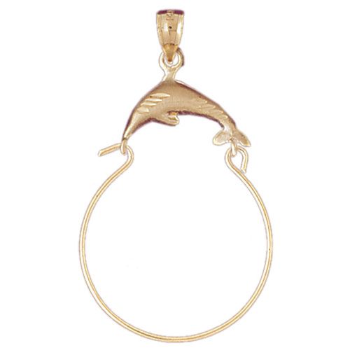 Dolphin Charm Holder Charm Pendant 14k Gold