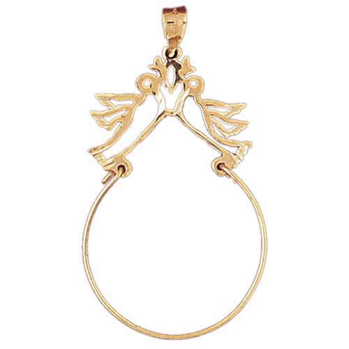 Love Bird Charm Holder Charm Pendant 14k Gold