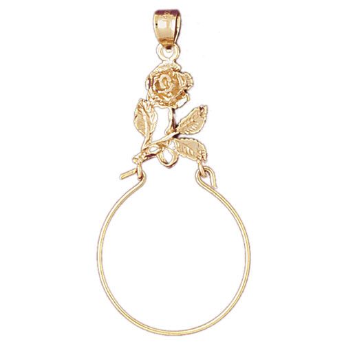 Rose Flower Charm Holder Charm Pendant 14k Gold